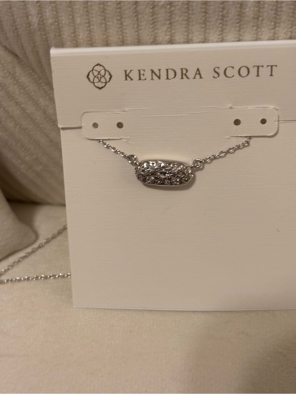 Kendra Scott Silver Drusy Oval Pendant Necklace